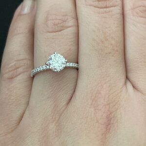 14K White Gold Engagement Ring 1ct Round Moissanite Engagement Rings 14K Hidden